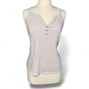 BKE Striped Racerback Tank Top Gray lavender Knit Henley Button Front Size Small
